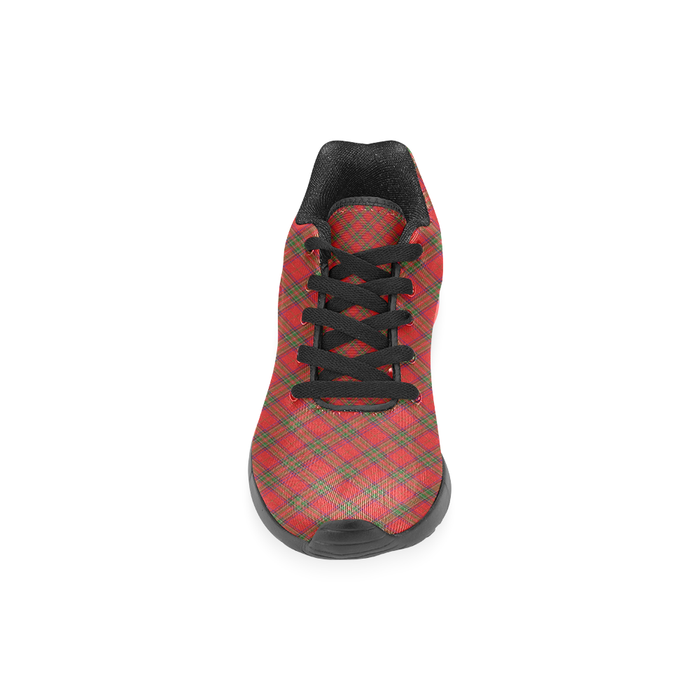 Red Tartan Plaid Pattern Men’s Running Shoes (Model 020)