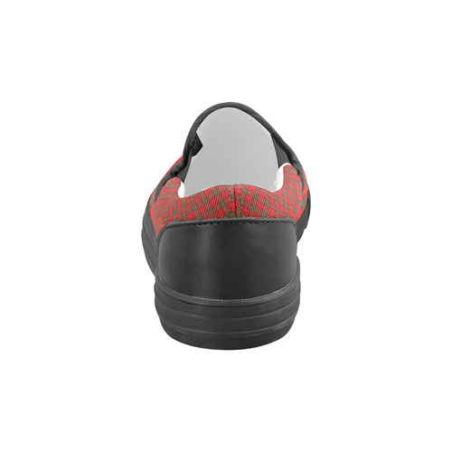 Red Tartan Plaid Pattern Men's Slip-on Canvas Shoes (Model 019)