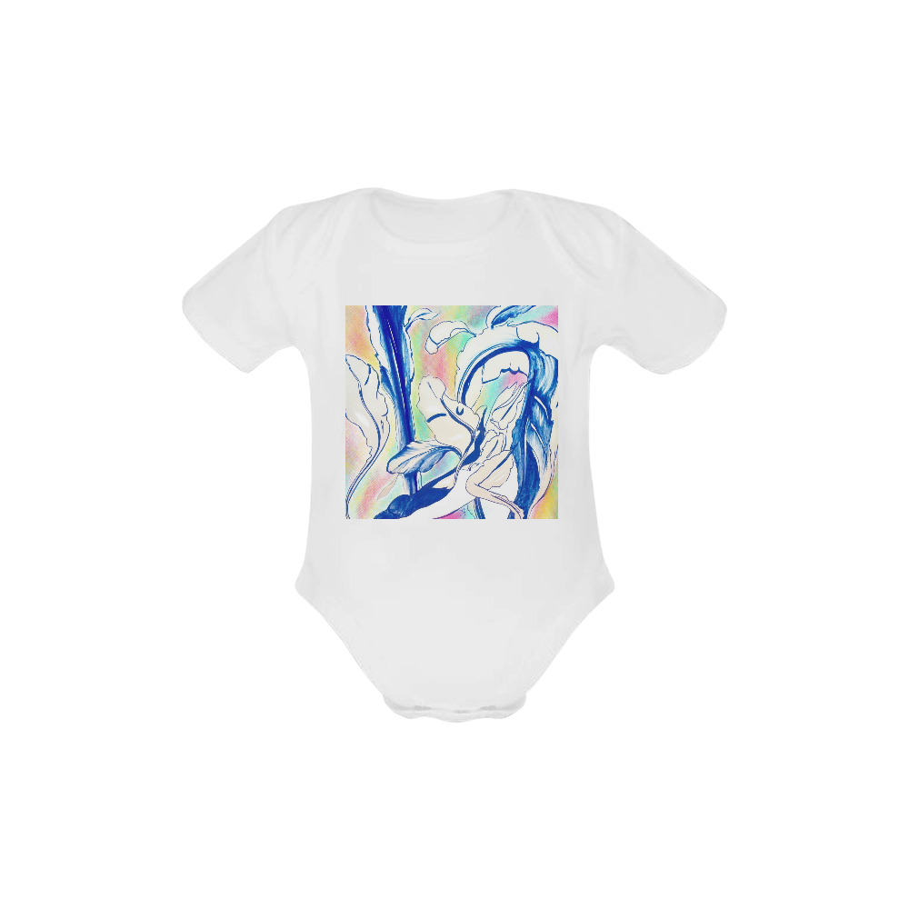 Blue Succulent Colorful Baby Powder Organic Short Sleeve One Piece (Model T28)
