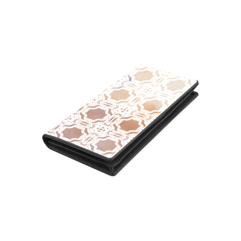 White  and gold watercolor mosaic mandala Women's Leather Wallet (Model 1611)