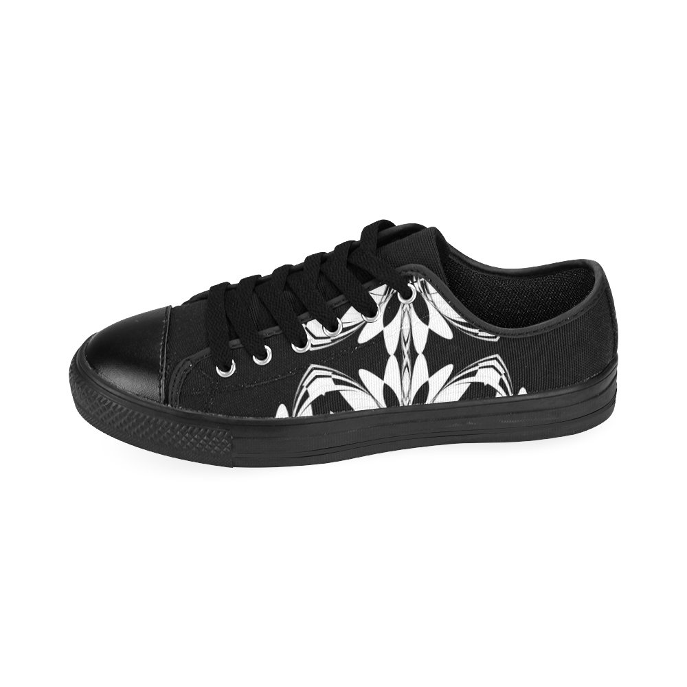 Half black and white Mandala Men's Classic Canvas Shoes/Large Size (Model 018)
