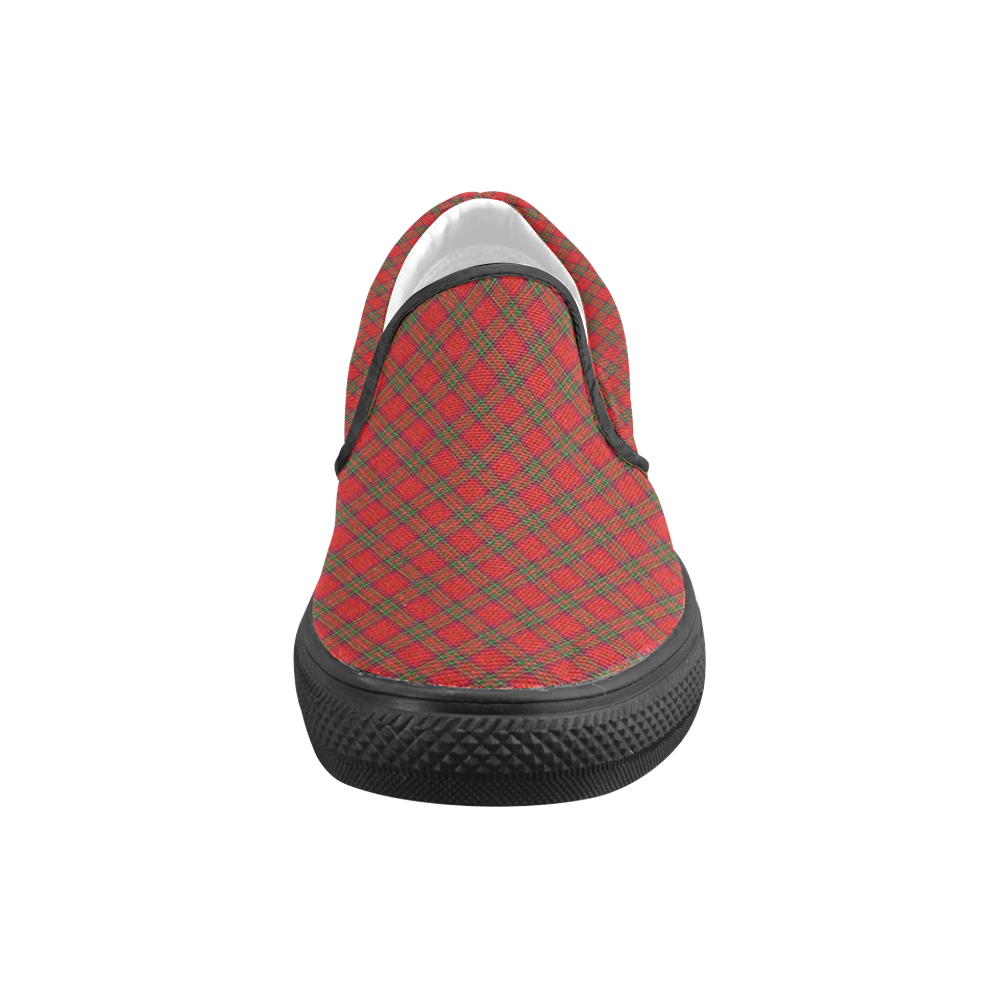 Red Tartan Plaid Pattern Men's Slip-on Canvas Shoes (Model 019)