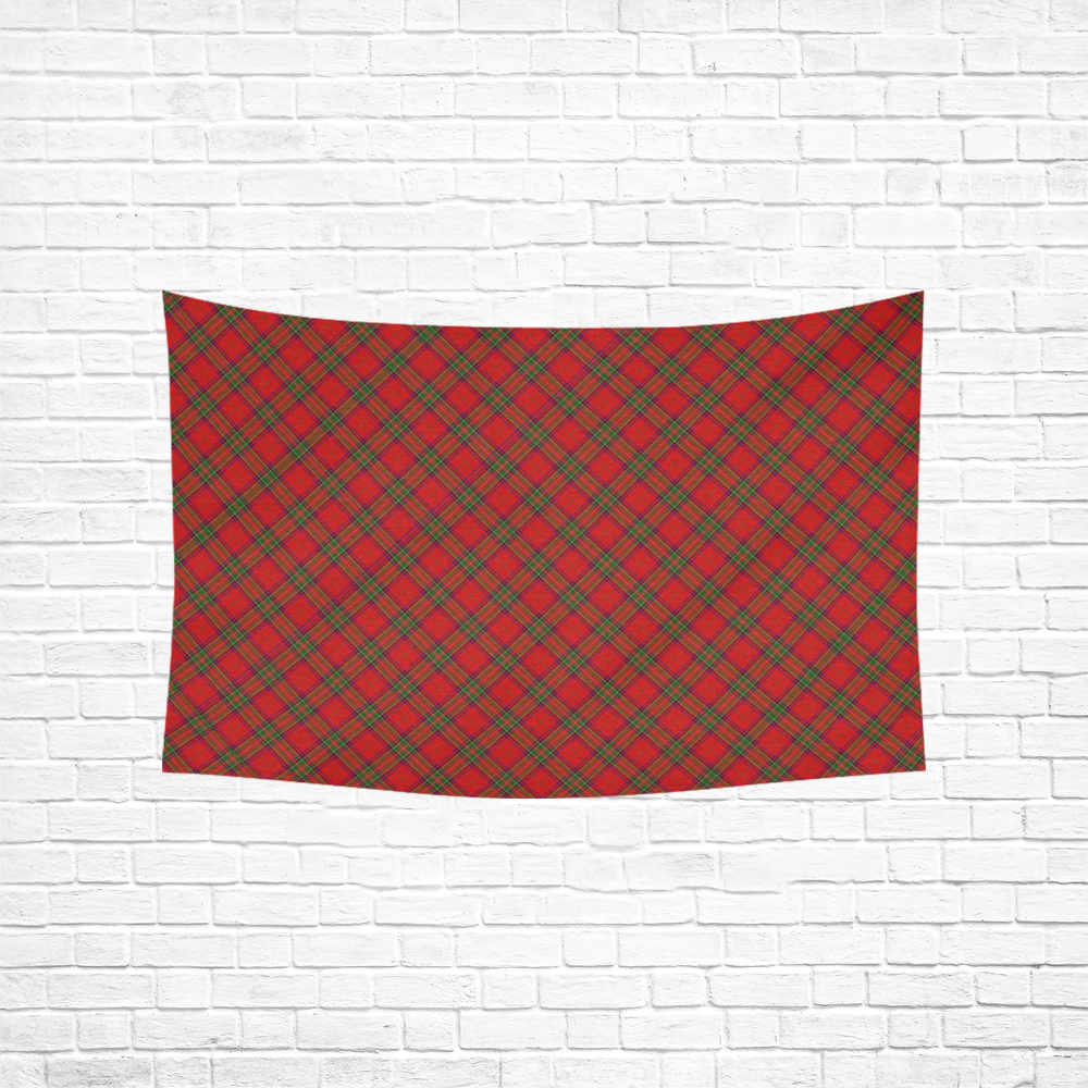 Red Tartan Plaid Pattern Cotton Linen Wall Tapestry 60"x 40"