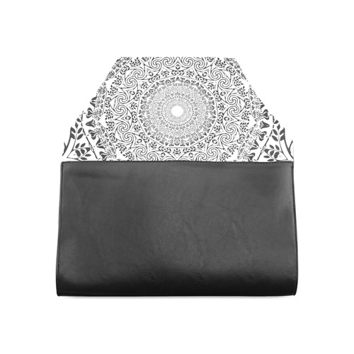 Deep black and white  mandala Clutch Bag (Model 1630)