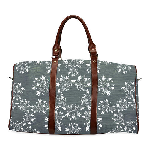 White and gray Flourish ornament mandala design Waterproof Travel Bag/Small (Model 1639)