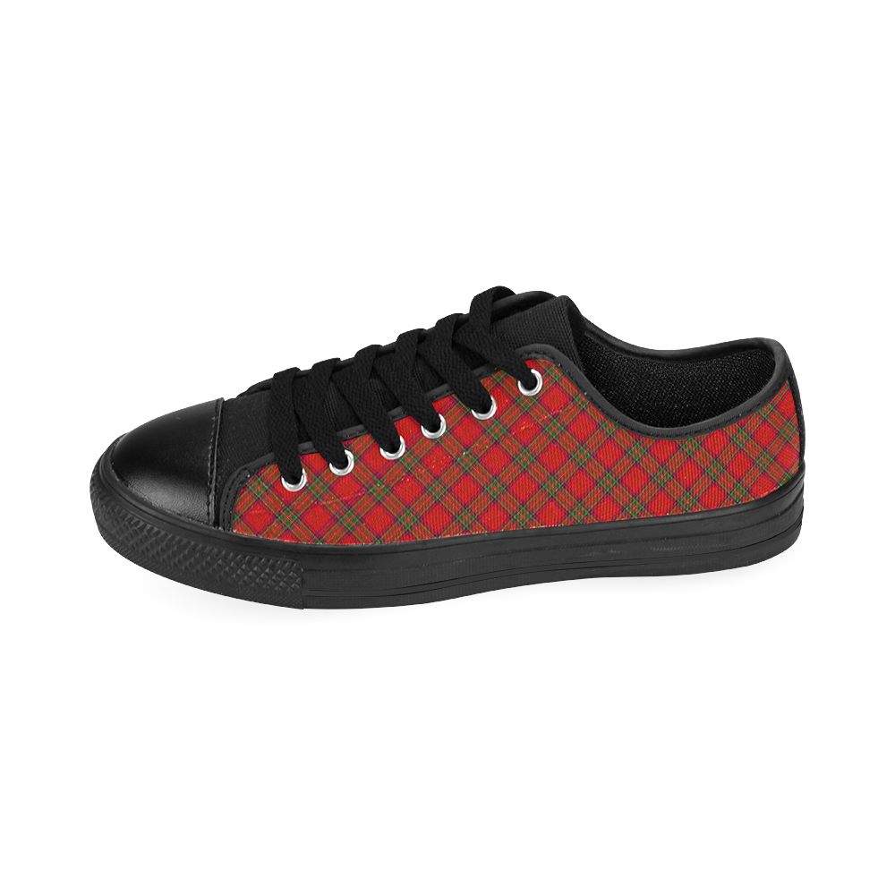 Red Tartan Plaid Pattern Men's Classic Canvas Shoes/Large Size (Model 018)