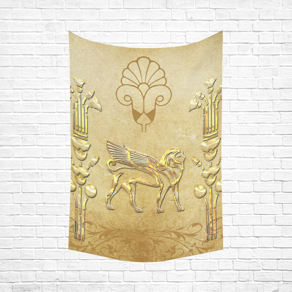 Wonderful egyptian sign in gold Cotton Linen Wall Tapestry 60"x 90"