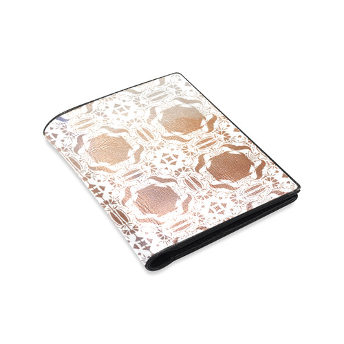 White  and gold watercolor mosaic mandala Men's Leather Wallet (Model 1612)