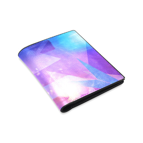 Purple Abstract Triangles Men's Leather Wallet (Model 1612)