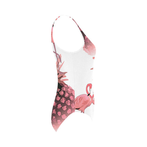 Pink Flamingos Pineapple Tropical Pattern Vest One Piece Swimsuit (Model S04)