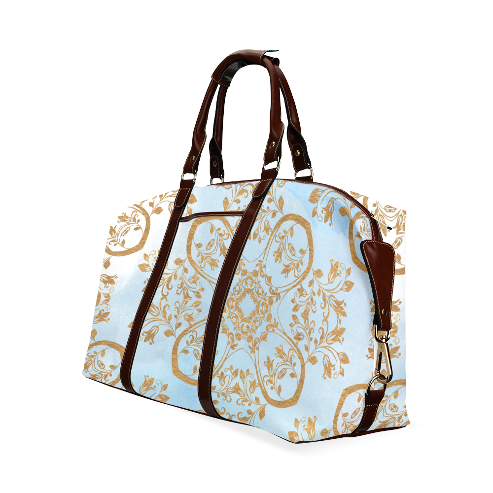 Gold and blue flourish ornament mandala Classic Travel Bag (Model 1643)