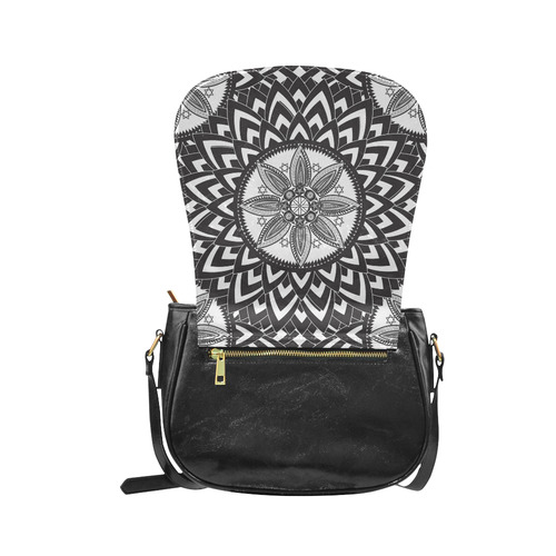 Black and white mandala Classic Saddle Bag/Large (Model 1648)