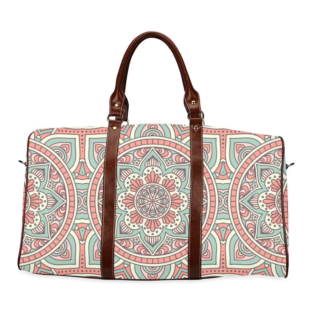 Red Bohemian Mandala Design Waterproof Travel Bag/Small (Model 1639)