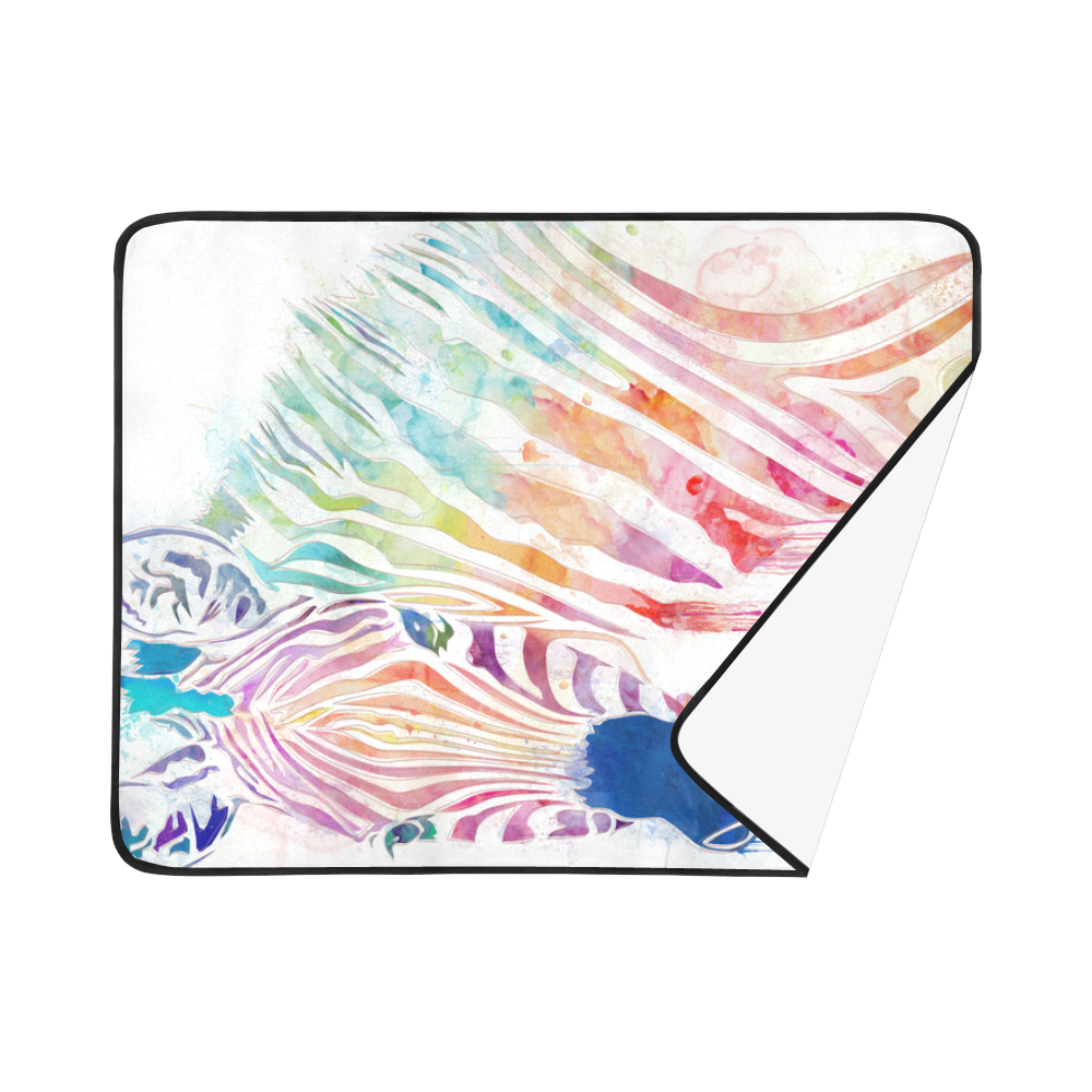 rainbow zebra Beach Mat 78"x 60"