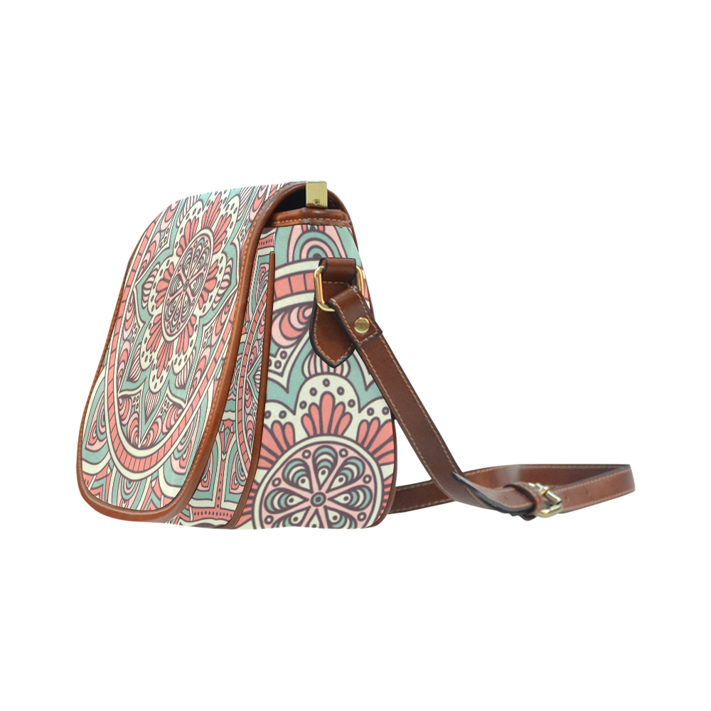 Red Bohemian Mandala Design Saddle Bag/Small (Model 1649) Full Customization
