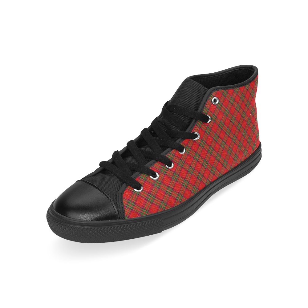 Red Tartan Plaid Pattern Men’s Classic High Top Canvas Shoes /Large Size (Model 017)