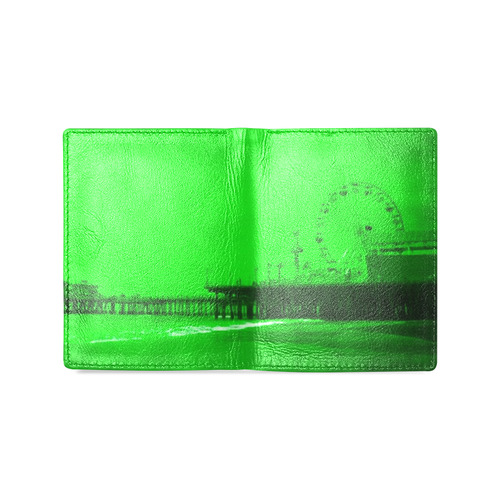 Ghostly Green Santa Monica Pier Men's Leather Wallet (Model 1612)
