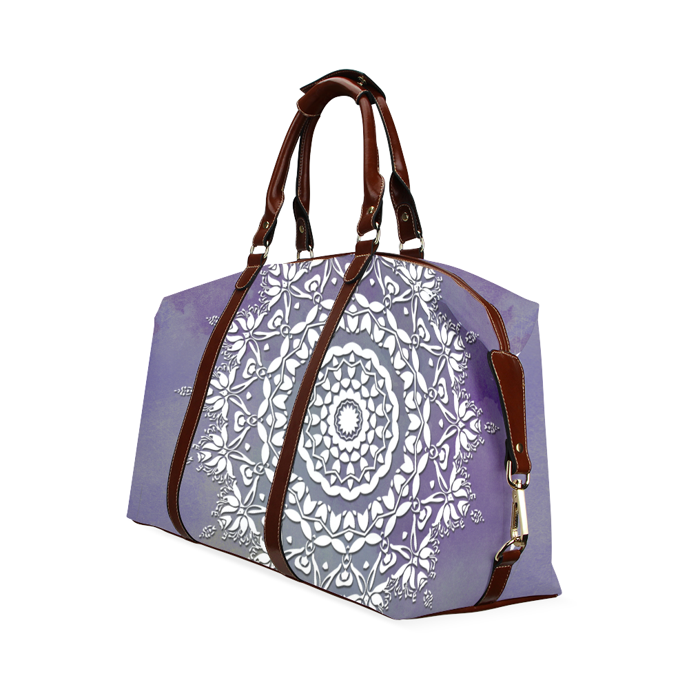 Floral watercolor Violet and white mandala Classic Travel Bag (Model 1643)