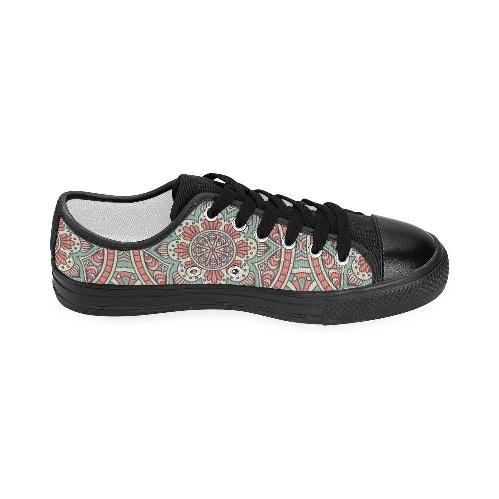 Red Bohemian Mandala Design Women's Classic Canvas Shoes (Model 018)