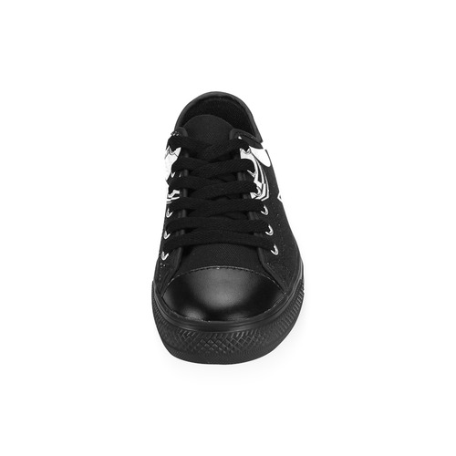 Half black and white Mandala Men's Classic Canvas Shoes/Large Size (Model 018)