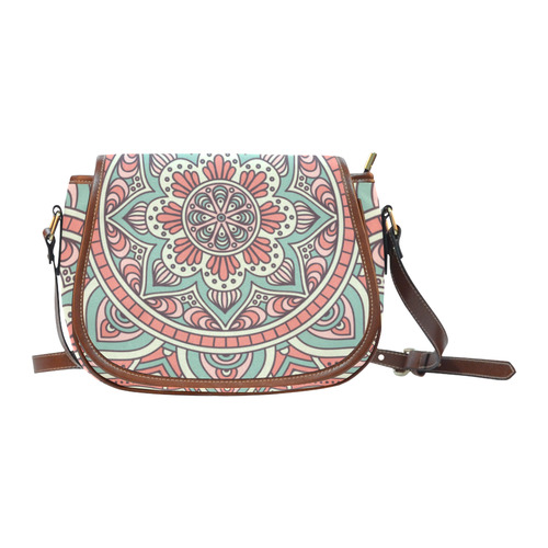 Red Bohemian Mandala Design Saddle Bag/Small (Model 1649) Full Customization