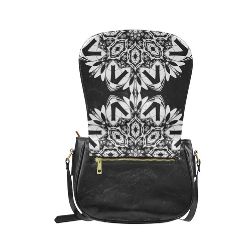 Half black and white Mandala Classic Saddle Bag/Large (Model 1648)