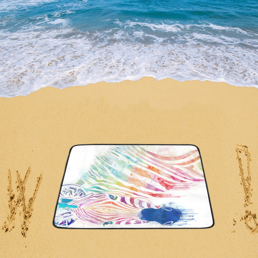 rainbow zebra Beach Mat 78"x 60"