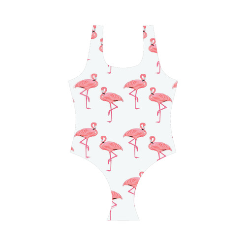 Classic Pink Flamingos Pattern Vest One Piece Swimsuit (Model S04)