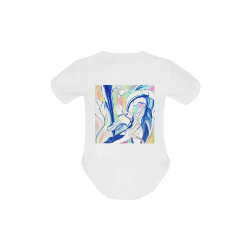 Blue Succulent Colorful Baby Powder Organic Short Sleeve One Piece (Model T28)