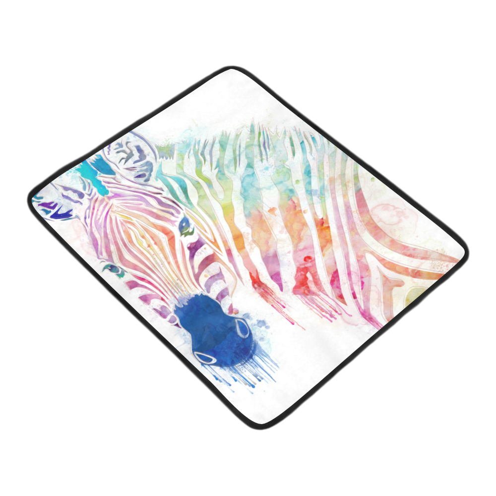 rainbow zebra Beach Mat 78"x 60"