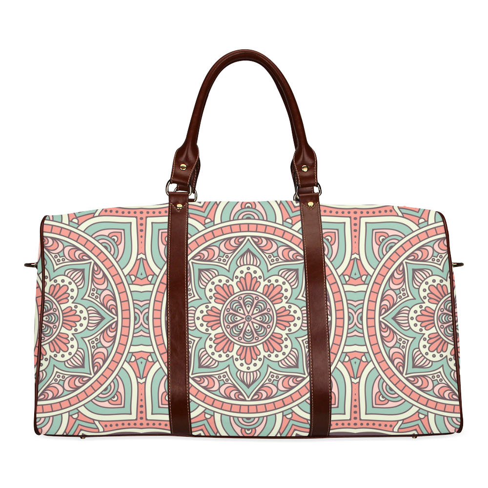 Red Bohemian Mandala Design Waterproof Travel Bag/Small (Model 1639)