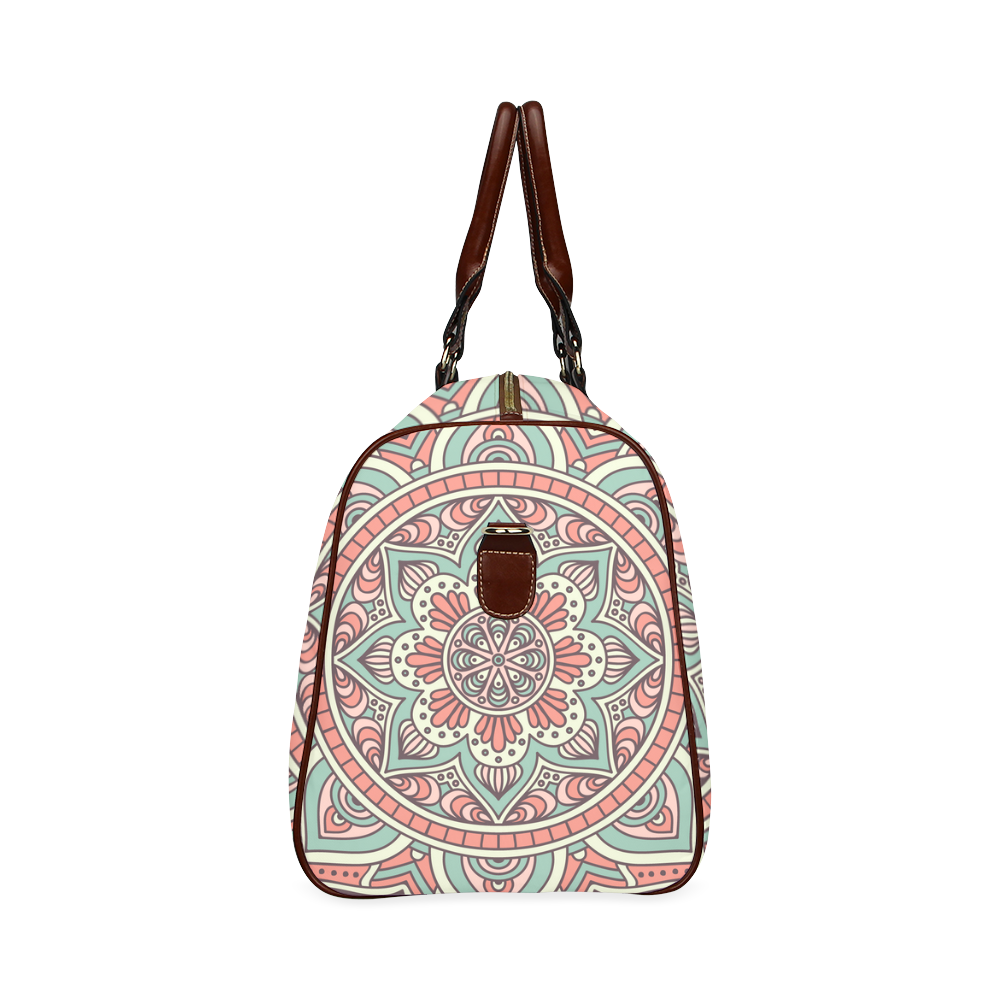 Red Bohemian Mandala Design Waterproof Travel Bag/Small (Model 1639)