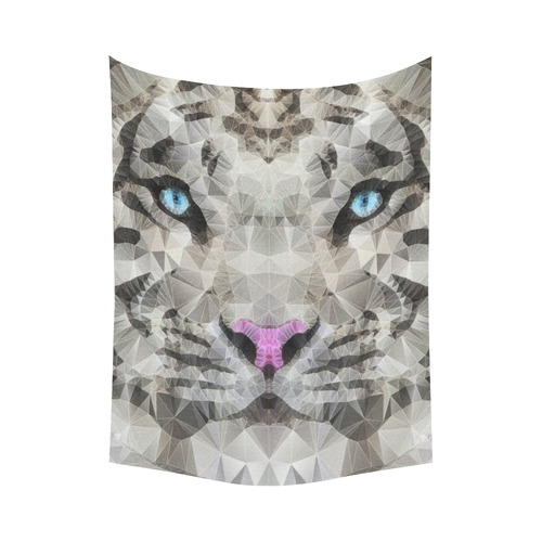 white tiger Cotton Linen Wall Tapestry 60"x 80"