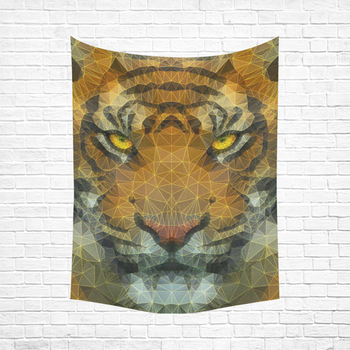 polygon tiger Cotton Linen Wall Tapestry 60"x 80"