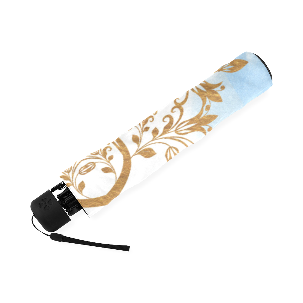Gold and blue flourish ornament mandala Foldable Umbrella (Model U01)