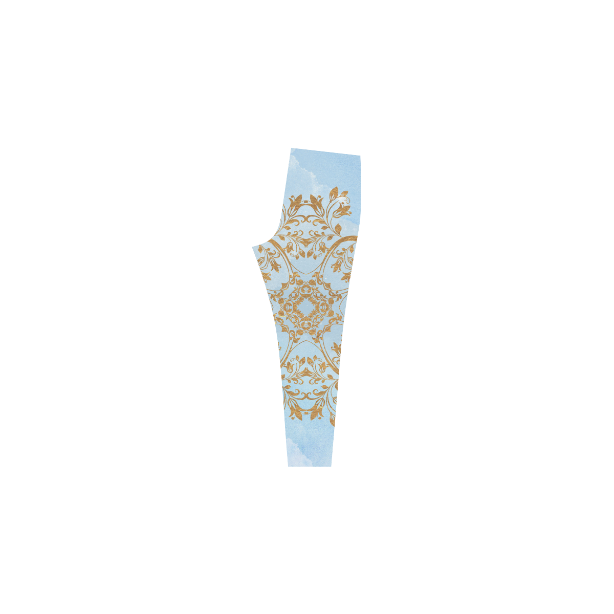 Gold and blue flourish ornament mandala Cassandra Women's Leggings (Model L01)