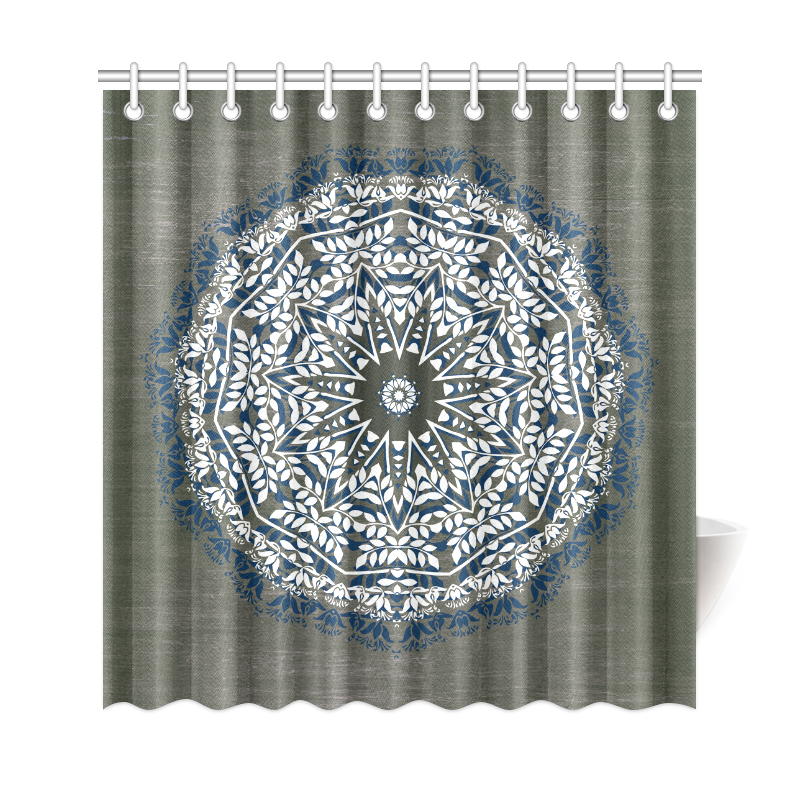 Blue, grey and white mandala Shower Curtain 69"x72"
