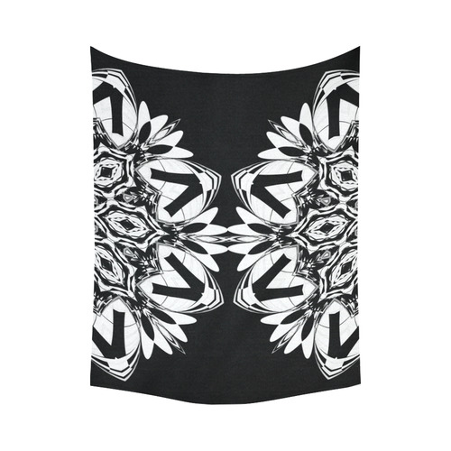 Half black and white Mandala Cotton Linen Wall Tapestry 80"x 60"