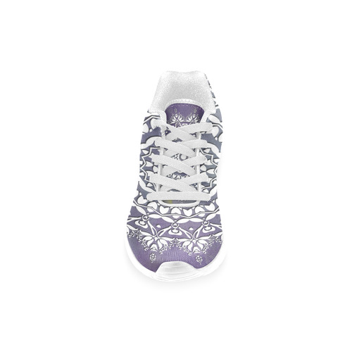 Floral watercolor Violet and white mandala Women’s Running Shoes (Model 020)