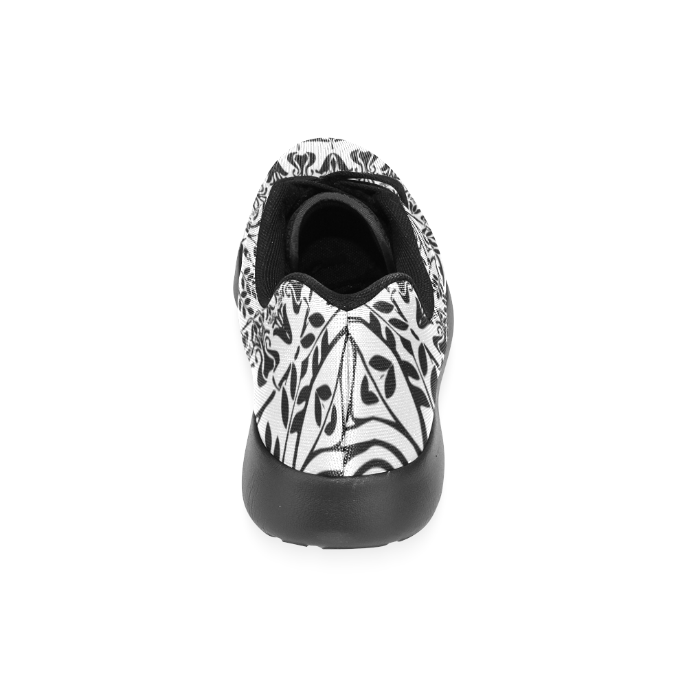 Deep black and white  mandala Men’s Running Shoes (Model 020)