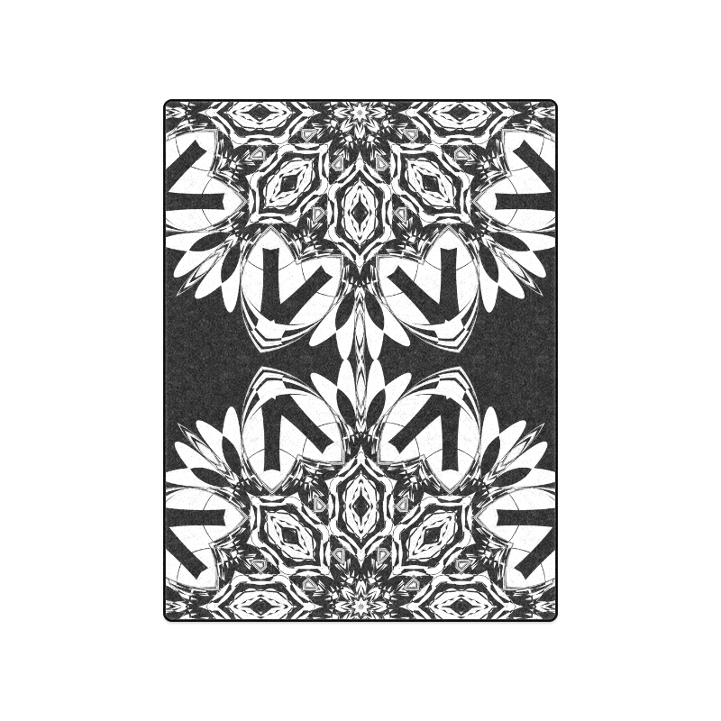 Half black and white Mandala Blanket 50"x60"