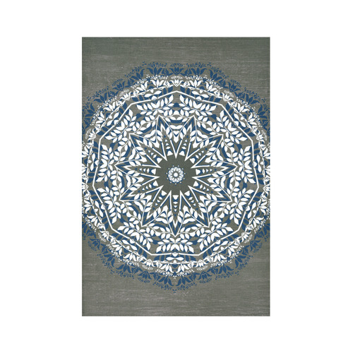 Blue, grey and white mandala Cotton Linen Wall Tapestry 60"x 90"