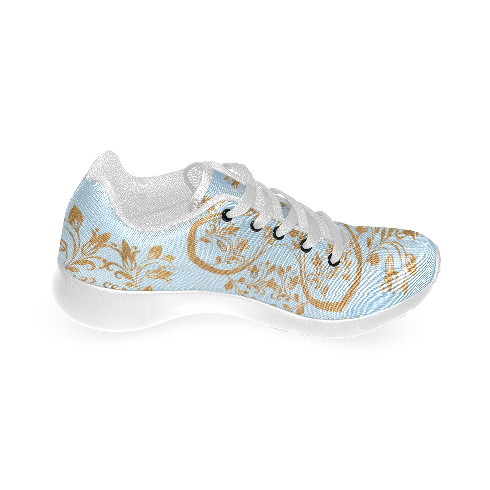 Gold and blue flourish ornament mandala Women’s Running Shoes (Model 020)