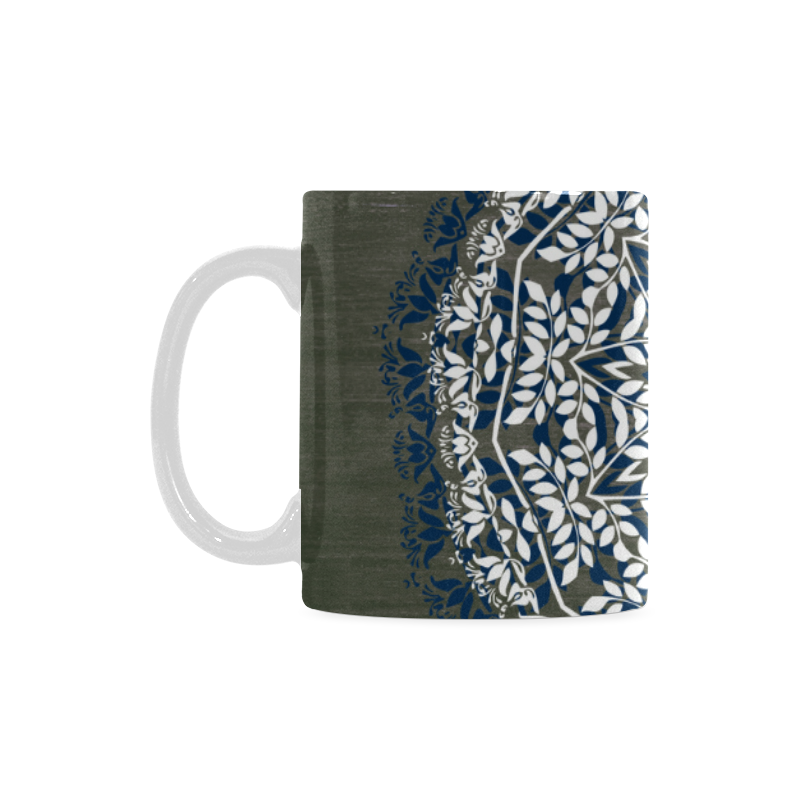 Blue, grey and white mandala White Mug(11OZ)