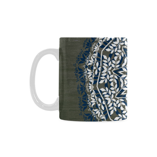 Blue, grey and white mandala White Mug(11OZ)