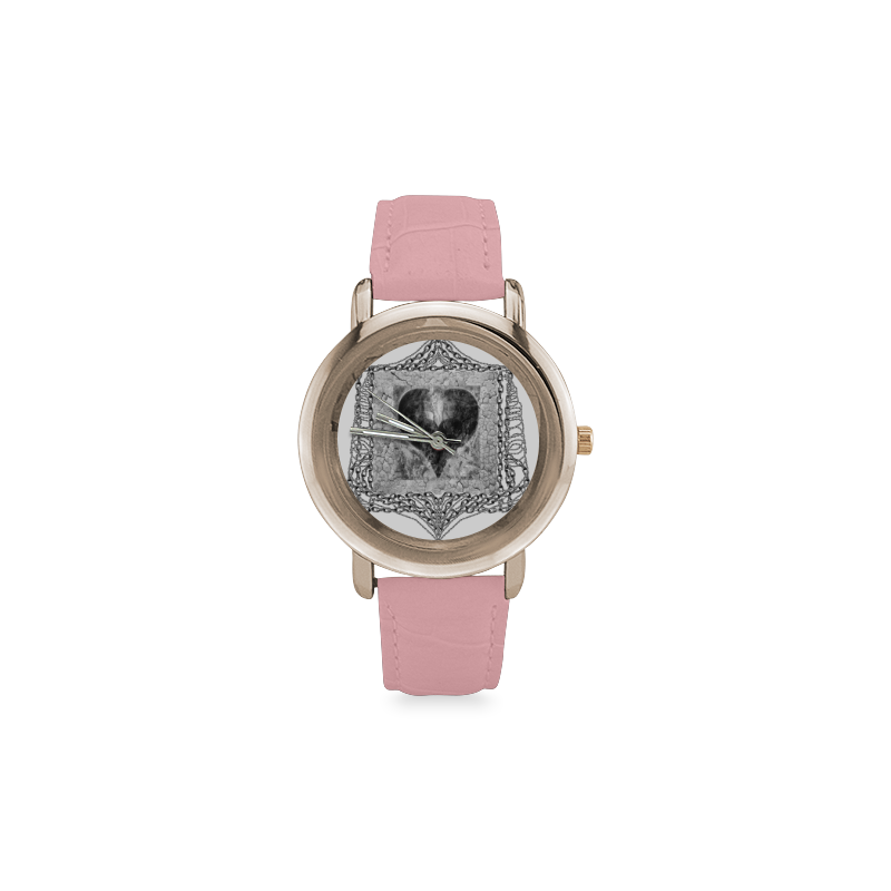 heart11 Women's Rose Gold Leather Strap Watch(Model 201)