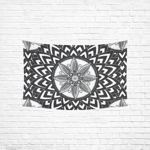 Black and white mandala Cotton Linen Wall Tapestry 60"x 40"