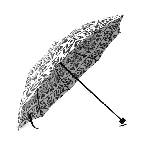 Deep black and white  mandala Foldable Umbrella (Model U01)