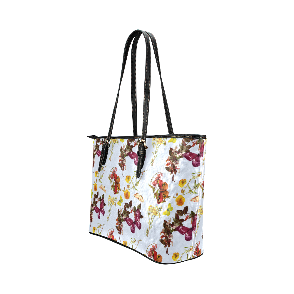 Butterflies pattern Leather Tote Bag/Small (Model 1651)
