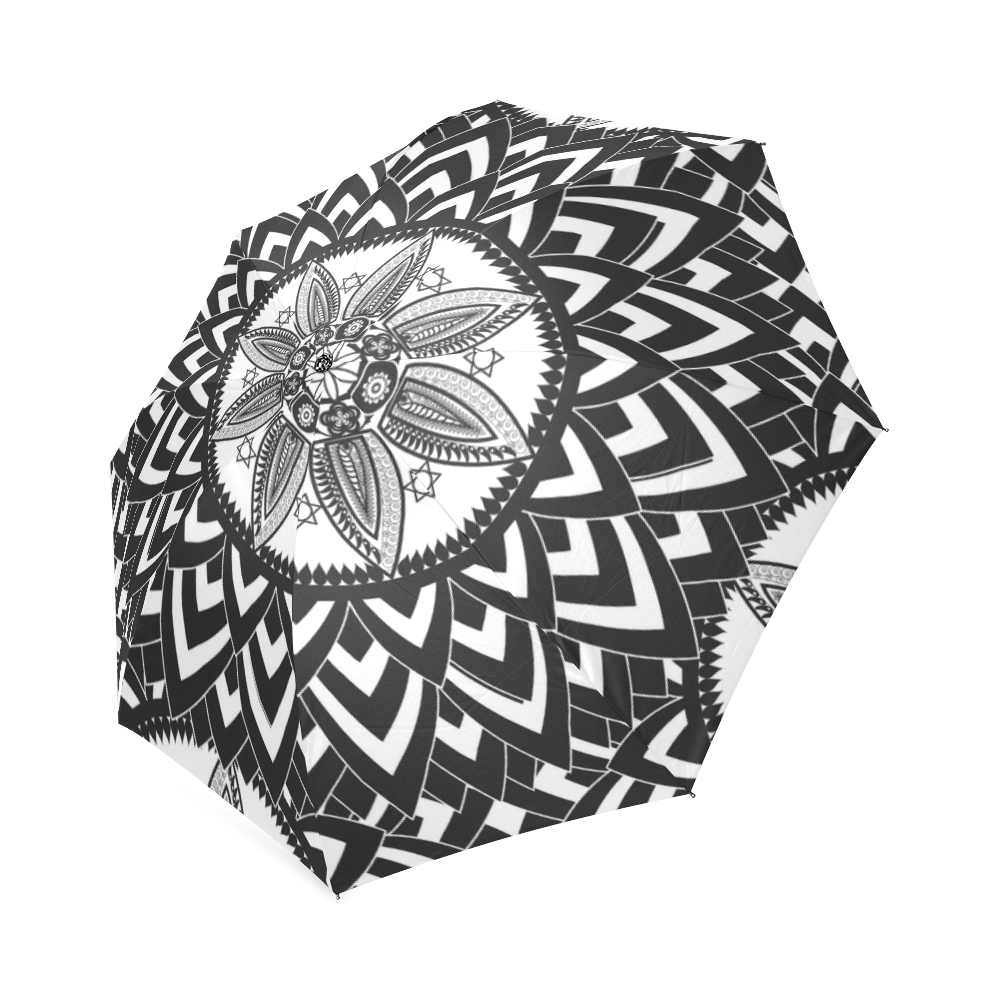 Black and white mandala Foldable Umbrella (Model U01)